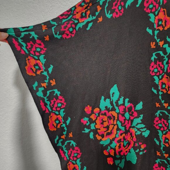 Flying Tomato Poncho Cape Wrap Kimono Floral Retro Fringe Medium/Large - Picture 4 of 6